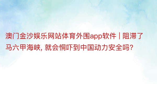 澳门金沙娱乐网站体育外围app软件 | 阻滞了马六甲海峡, 就会恫吓到中国动力安全吗?